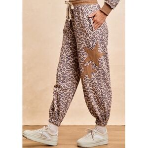 "The Freya" Leopard Print Star Patch Joggers